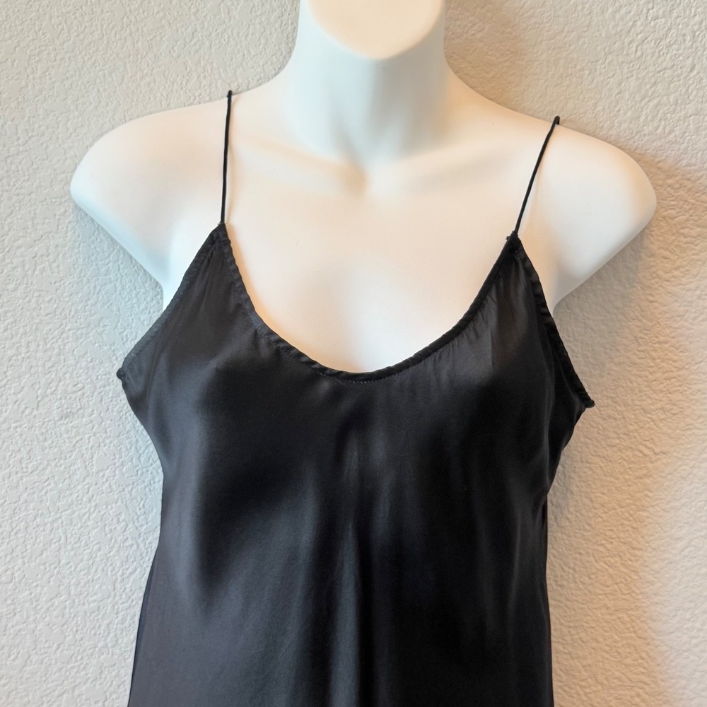 CAMI NYC Black Silk Slip Dress Midi Cowl Neck Adjustable Straps Womens M